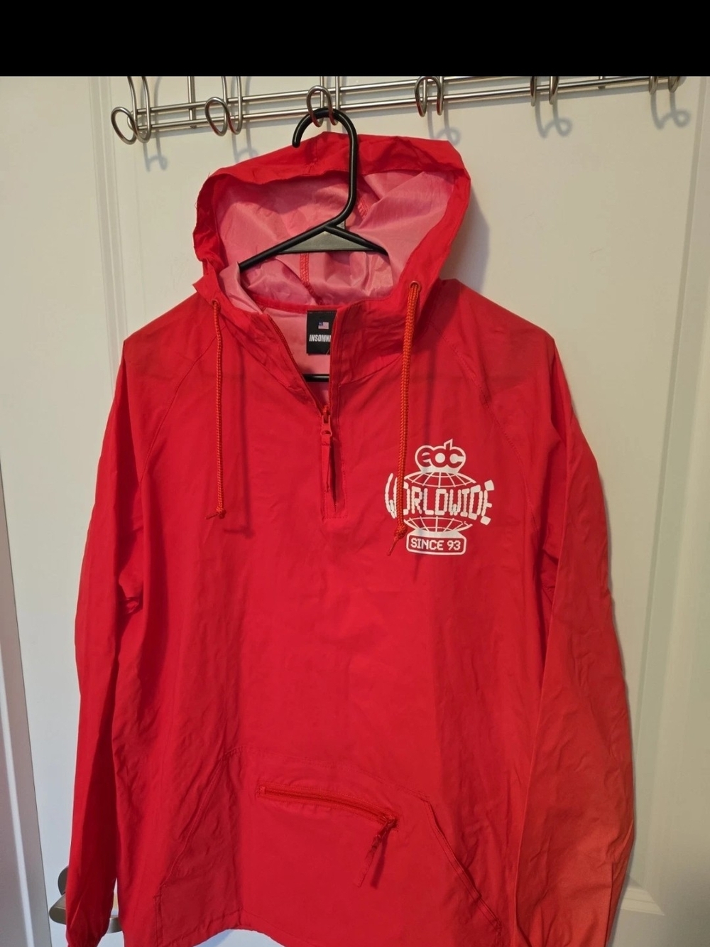 EDC Electri daisy Carnival MED Red Hooded Rain Anorak,insomniac,xlnt.